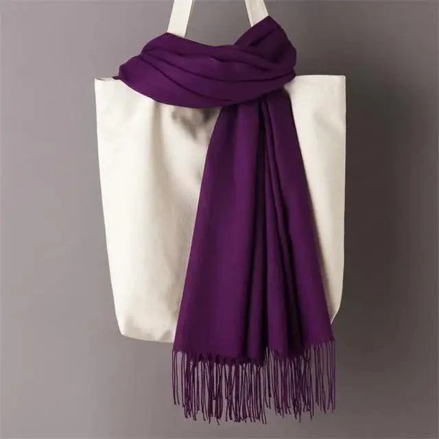 Winter Women Scarf Female Scarves For Women Solid Shawl Wraps For Winter Casual Wear Travel Friendly Wool Tassel Scarf Fashion Solid Color Toddler Soft Warm Scarves