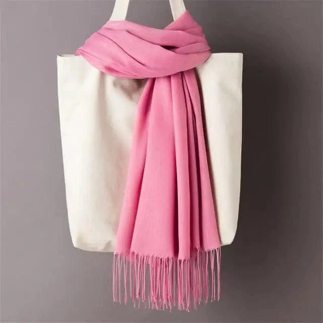 Winter Women Scarf Female Scarves For Women Solid Shawl Wraps For Winter Casual Wear Travel Friendly Wool Tassel Scarf Fashion Solid Color Toddler Soft Warm Scarves