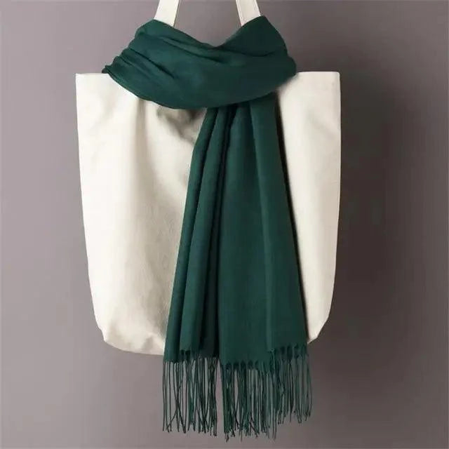 Winter Women Scarf Female Scarves For Women Solid Shawl Wraps For Winter Casual Wear Travel Friendly Wool Tassel Scarf Fashion Solid Color Toddler Soft Warm Scarves
