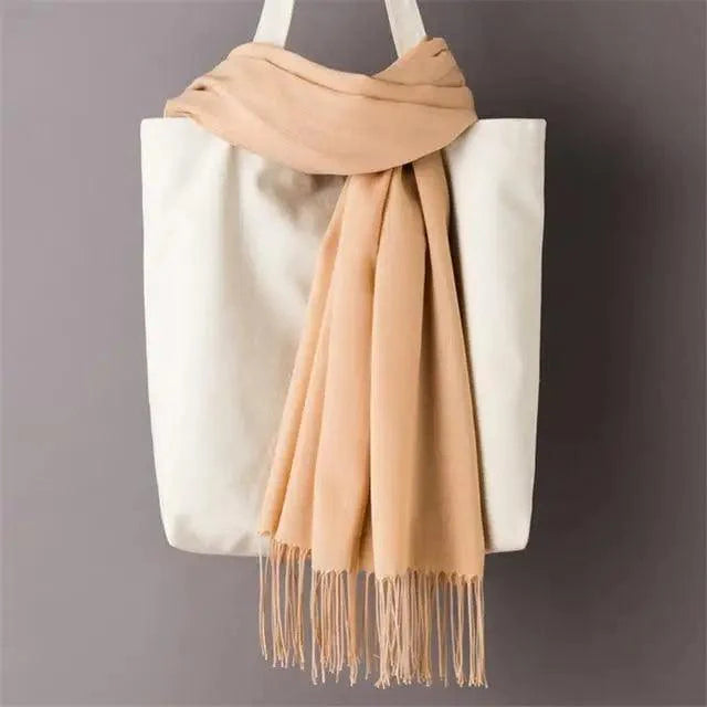 Winter Women Scarf Female Scarves For Women Solid Shawl Wraps For Winter Casual Wear Travel Friendly Wool Tassel Scarf Fashion Solid Color Toddler Soft Warm Scarves
