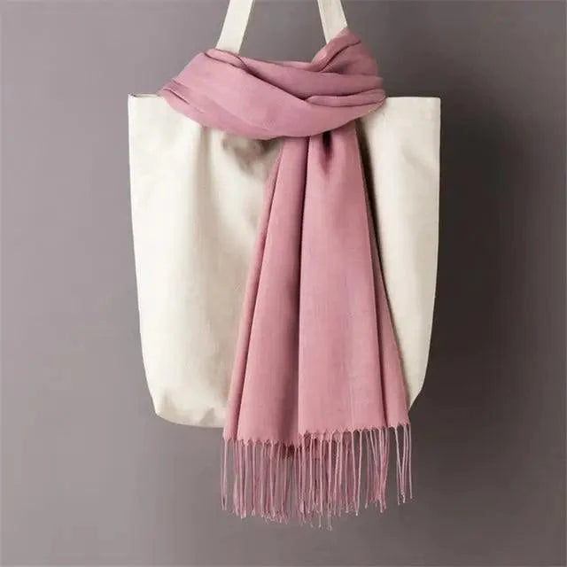 Winter Women Scarf Female Scarves For Women Solid Shawl Wraps For Winter Casual Wear Travel Friendly Wool Tassel Scarf Fashion Solid Color Toddler Soft Warm Scarves