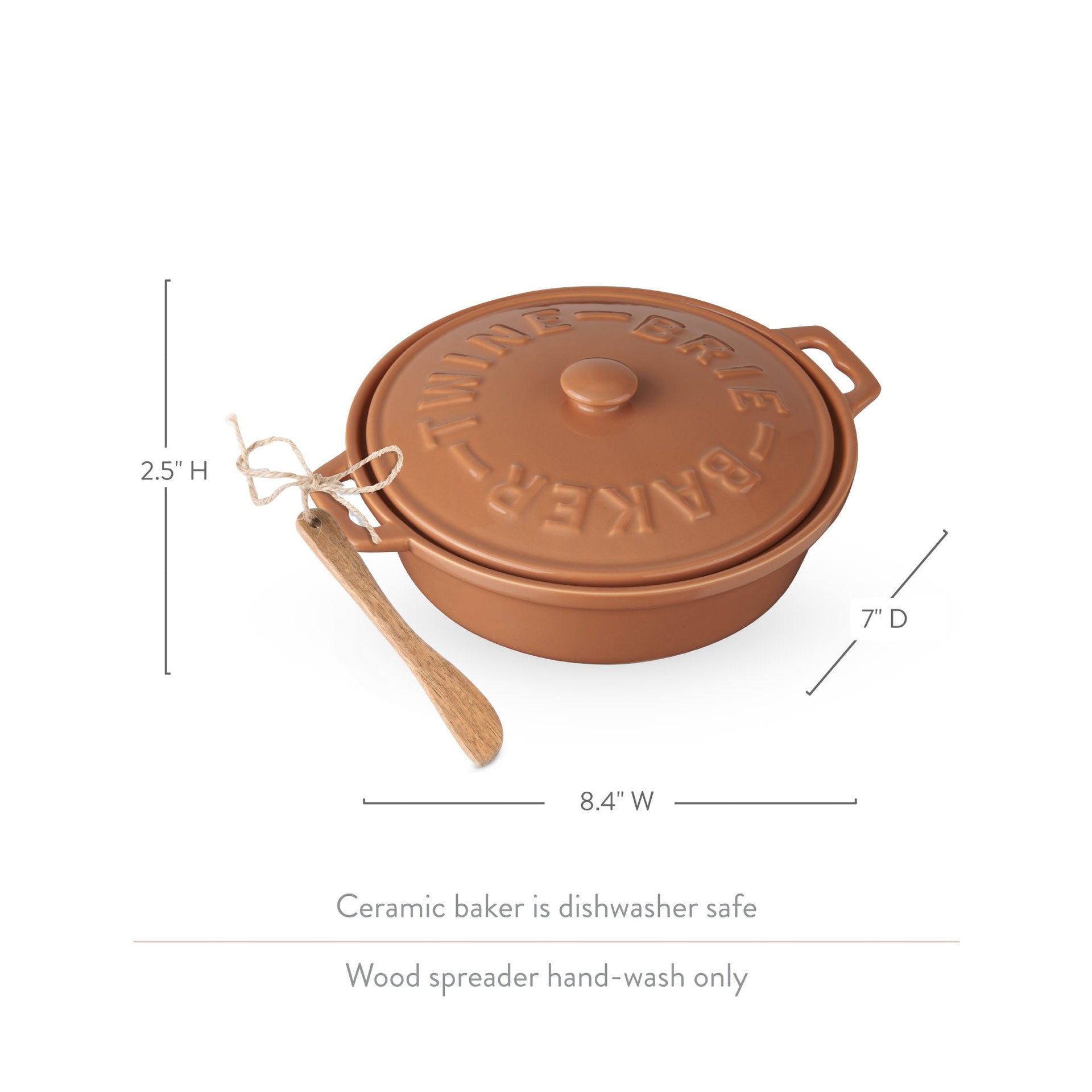 Terra Cotta Brie Baker with Wood Spreader