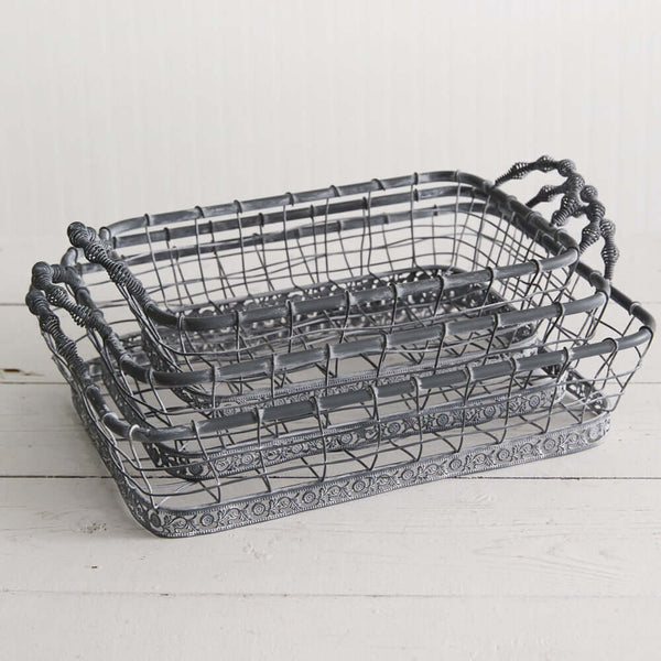 Wire Baskets for Fruit and Vegetable Display (Set of 3)