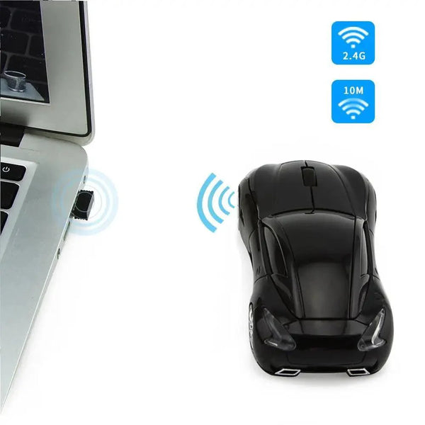 Wireless Black Sports Car USB Mouse Design Computer 1600 DPI Mouse Mini Ergonomic Gaming Mouse For Laptop And Computer 2.4Ghz