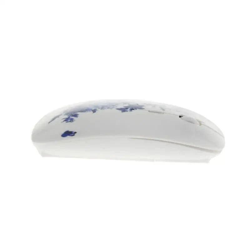 Wireless Blue White Flower Pattern Mouse Optical Mice 1600 DPI Wireless Mouse Portable Mobile Office USB Mouse
