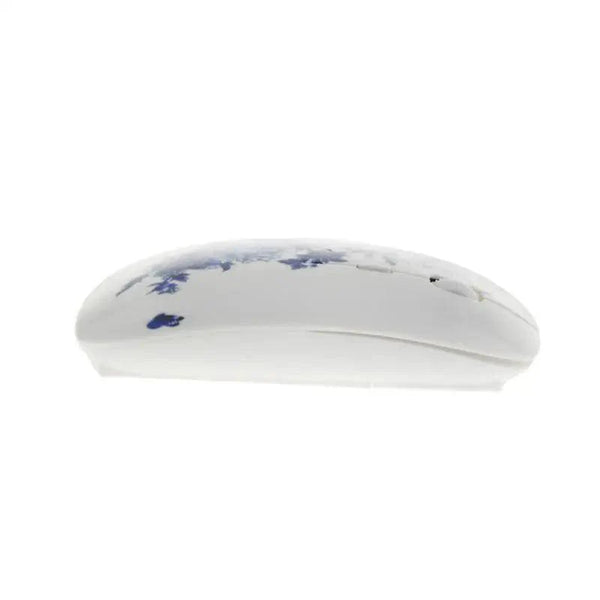Wireless Blue White Flower Pattern Mouse Optical Mice 1600 DPI Wireless Mouse Portable Mobile Office USB Mouse