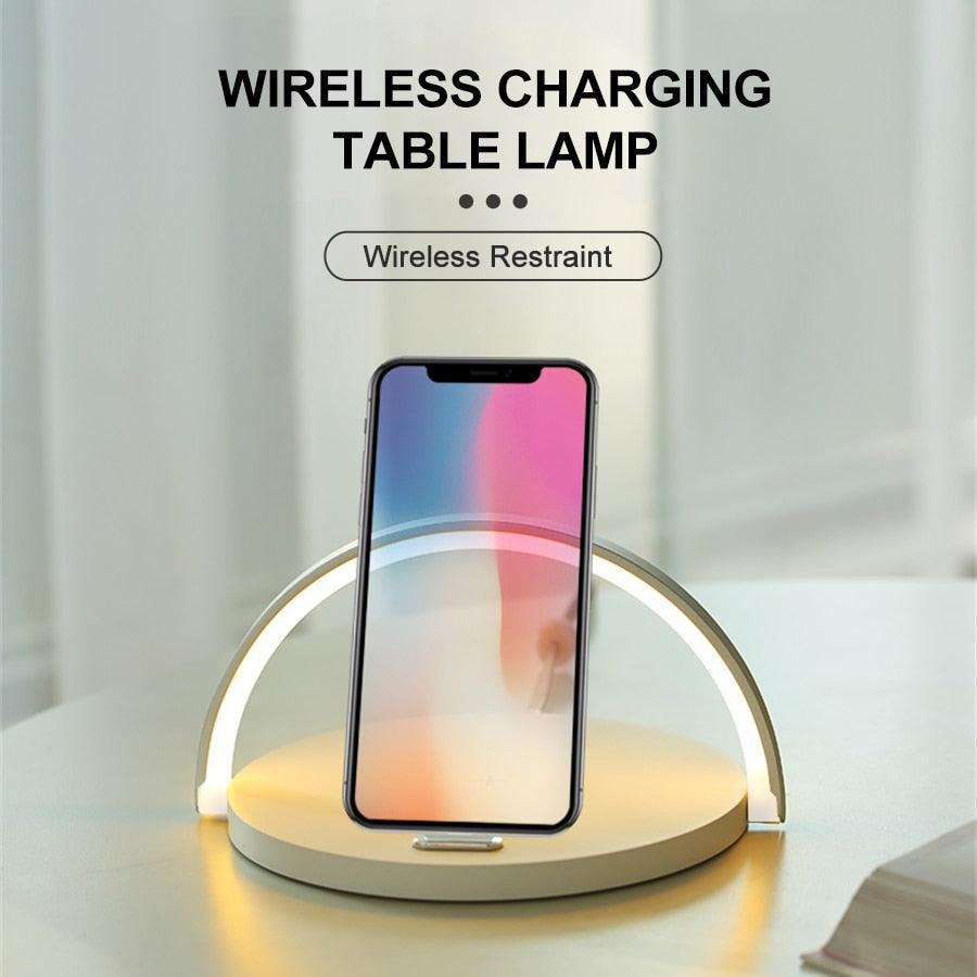 Wireless Charger LED Night Light Table Lamp Adjustable Angle Charging for iPhone Samsung Huawei Xiaomi Touch Switch Phone Holder Decorative Table Lamp Cute Study Lamps for Bedroom Décor