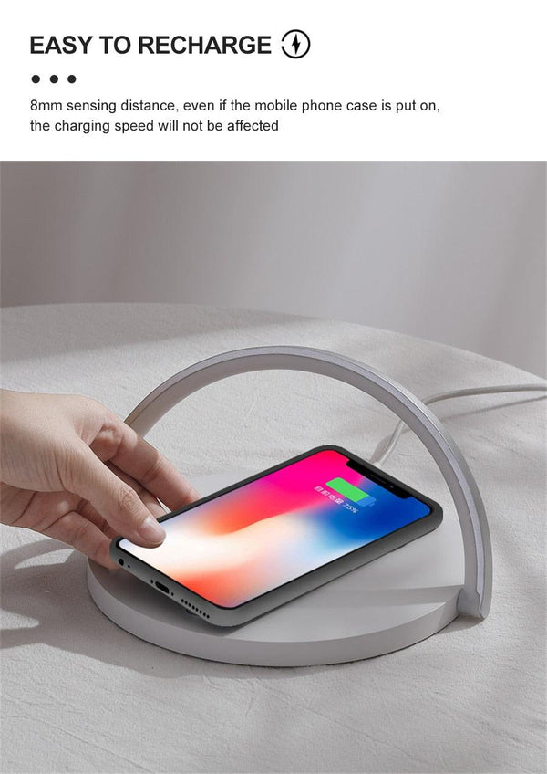 Wireless Charger LED Night Light Table Lamp Adjustable Angle Charging for iPhone Samsung Huawei Xiaomi Touch Switch Phone Holder Decorative Table Lamp Cute Study Lamps for Bedroom Décor