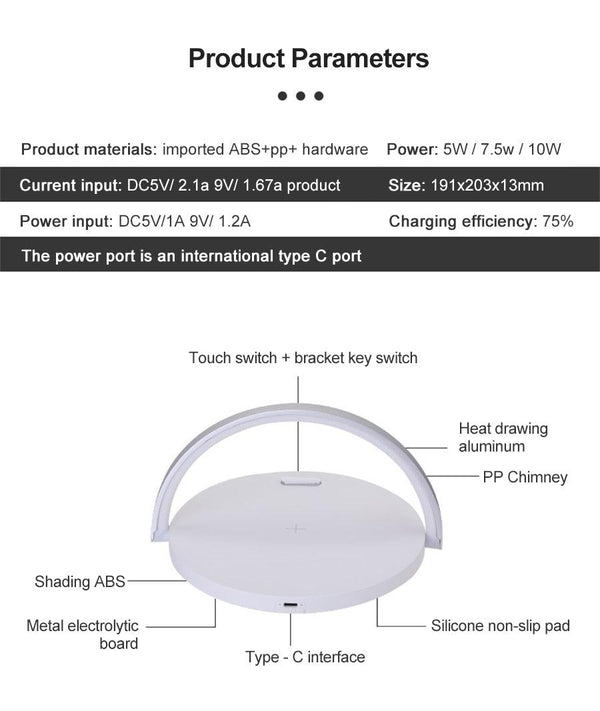 Wireless Charger LED Night Light Table Lamp Adjustable Angle Charging for iPhone Samsung Huawei Xiaomi Touch Switch Phone Holder Decorative Table Lamp Cute Study Lamps for Bedroom Décor