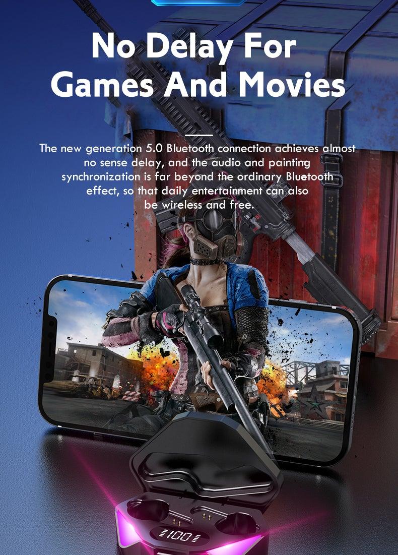 Wireless Earbuds Touch Control Earphone No Delay Noise Reduction Bluetooth Headphone Gaming Headset y Lewith Mic Updated Design with Industrading Sound & Improved Comfort, Long Wireless Range, Up to 24 Hours of Talk Time