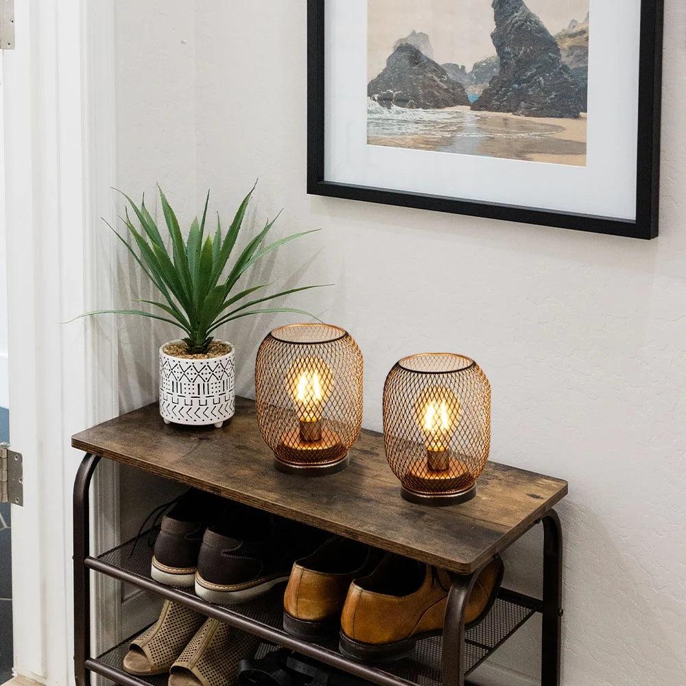 Set of 2 Battery Operated Lamp LED Table Lantern-Egg Shape