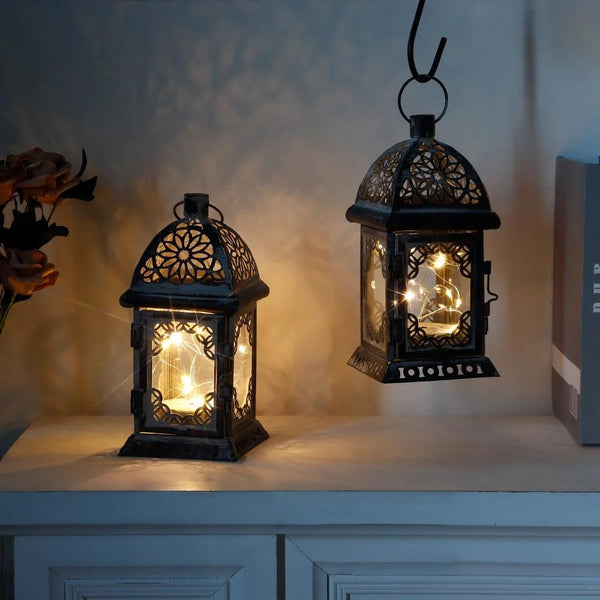 Set of 2 8”H Battery Operated Lanterns (Grey)