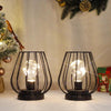 7''Tall  Set of 2 Metal Battery Operated Lamp  (Black)
