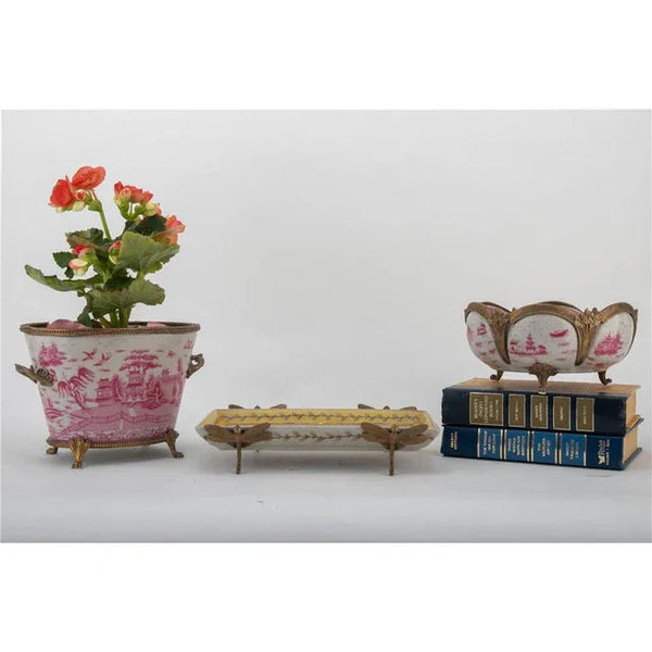 Pink Willow Ormolu Bowl Basin With Bronze - Gifts for You 'n Me