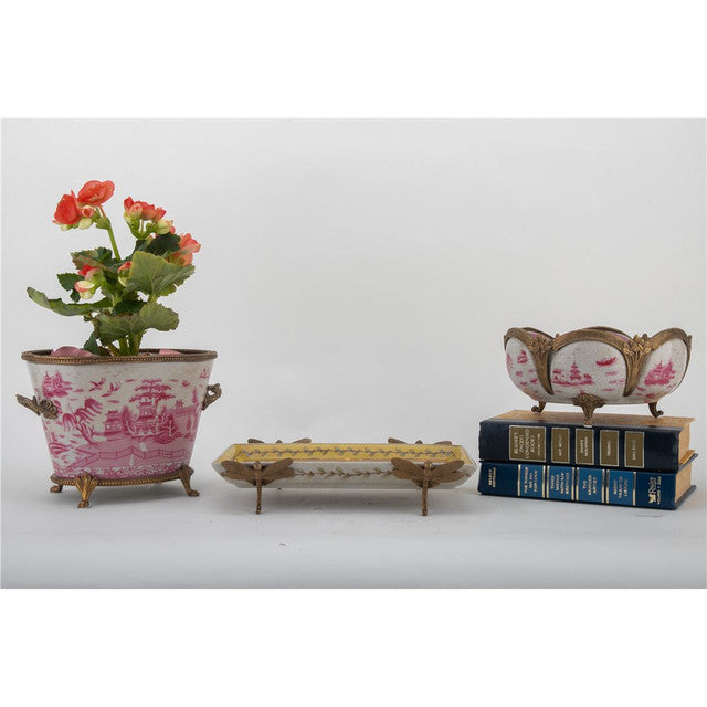Porcelain Tray With Bronze Dragonfly-Wild Breeze