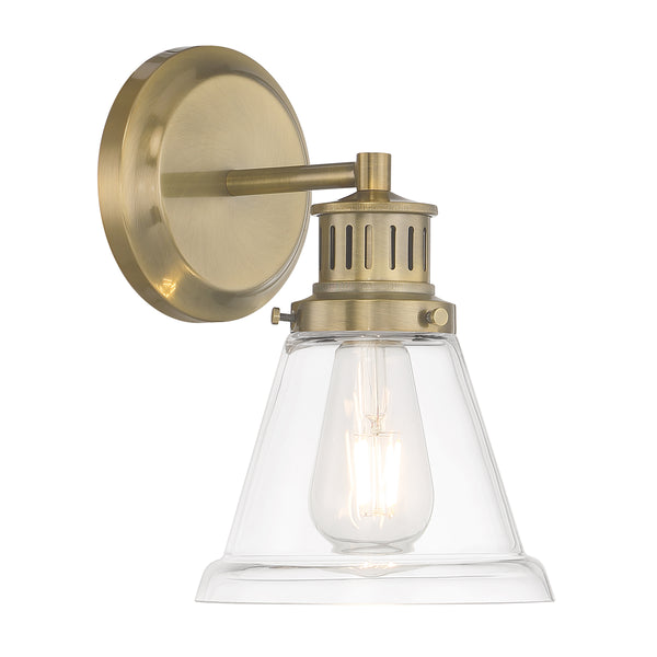 Alden 10.25'' High 1-Light Sconce - Antique Brass Clear