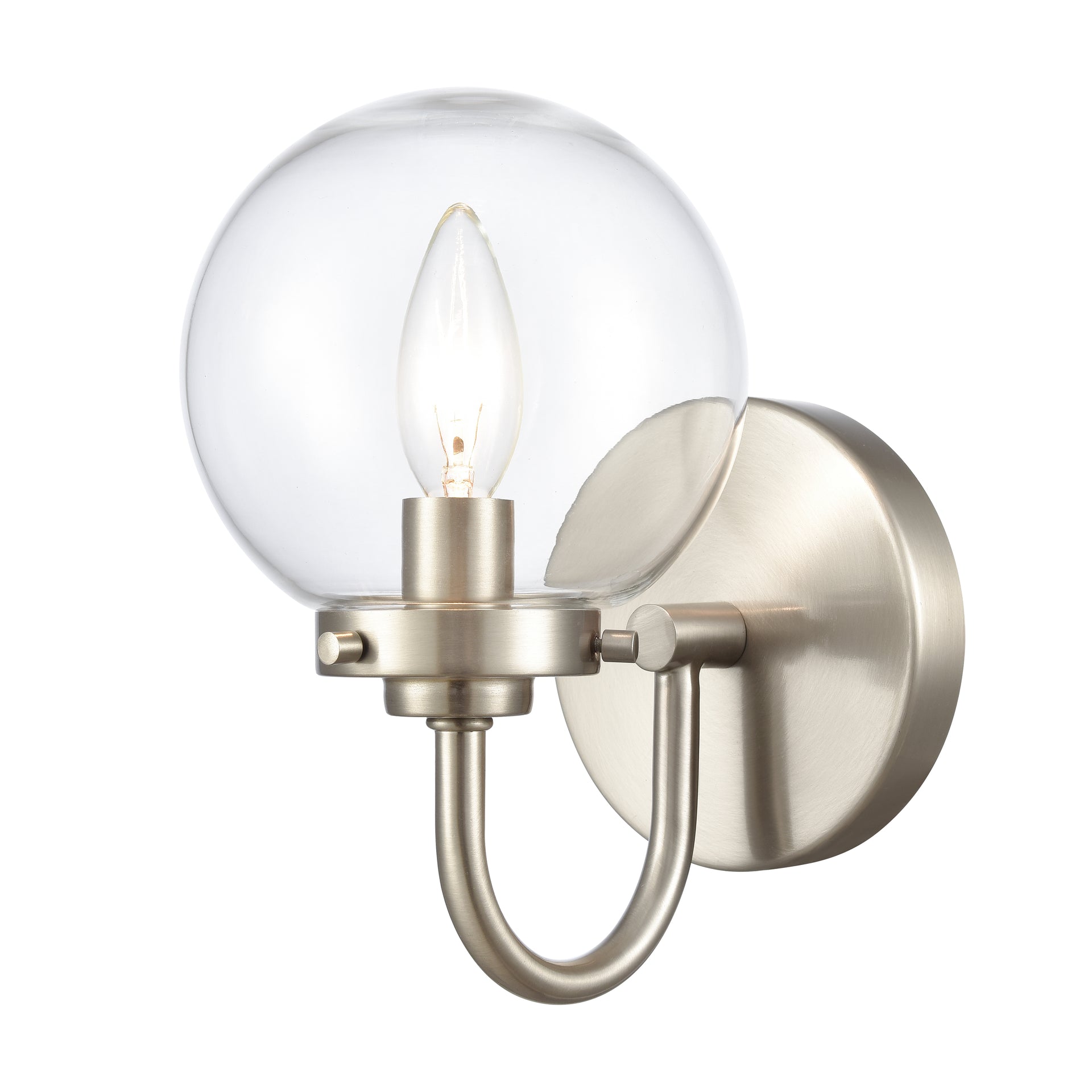 Fairbanks 8.5'' High 1-Light Sconce - Brushed Nickel and Clear