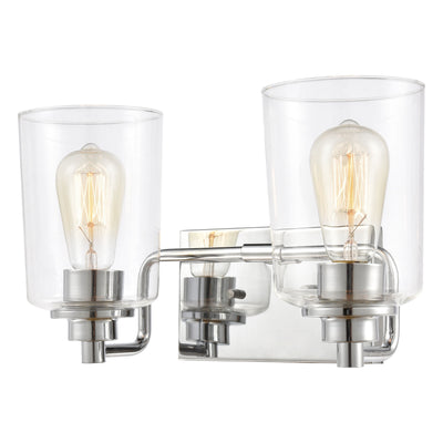Robins 14'' Wide 2-Light Vanity Light - Polished Chrome with Clear Glass