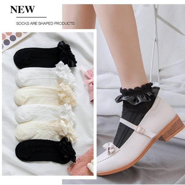 Woman Summer Ruffle Socks Short Socks Nylon Lace Socks Anime Cartoon Sweet Girls Hosiery Cosplay Costumes Accessories