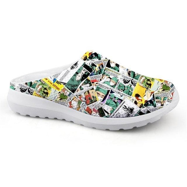 Women Beach Home Slippers Fashion Nurse Shoes Medical Doctor Sandals Summer Mesh Flats Sandals Lightweight Garden Clogs Quick-Drying Non-Slip Nurse Shoes For Women Home House Waterproof Slippers