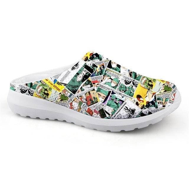 Women Beach Home Slippers Fashion Nurse Shoes Medical Doctor Sandals Summer Mesh Flats Sandals Lightweight Garden Clogs Quick-Drying Non-Slip Nurse Shoes For Women Home House Waterproof Slippers