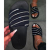 Women Beach Rubber Slippers Shoes Woman Flip Flops Rhinestone Sildes Candy Sandals Outdoor Flats Cute Sandals For Women Casual Summer Women Comfort Slip-On Sandal - Black / 8