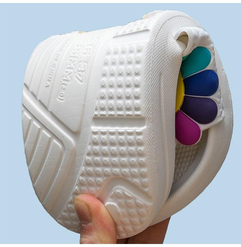 Women Beach Slippers Women's Rainbow Colors Woman Cute Flower Flat Shoes Footwear Ladies Slides Waterproof Summer Beach Slippers Slipper With Comfort Non Slip Sole Women’s Slim Flip Flop