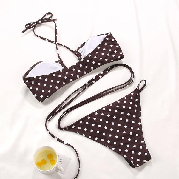 Women Bikini Set Solid Color Swimsuit Women Two Piece Swimsuit Swimwear Halter String Triangle Bikini Sets Women Hollow Out Bikinis String Swimwear Women Adjustable Bathing Suit