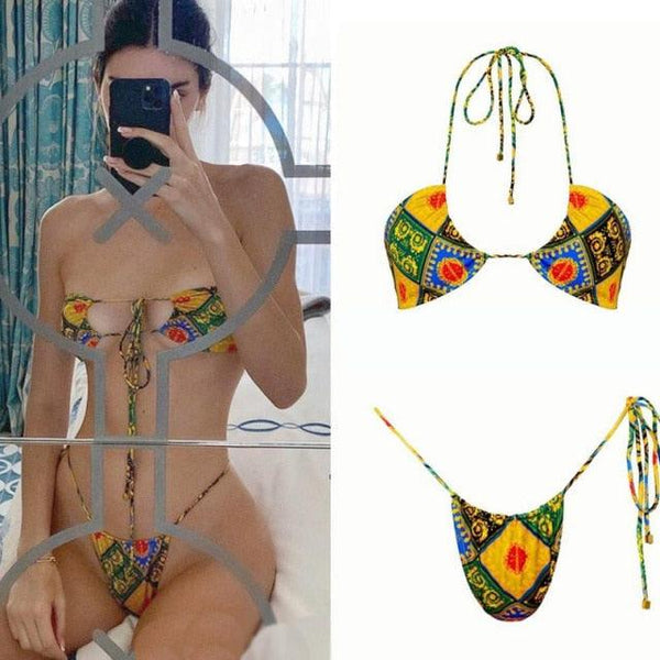 Women Bikini Set Solid Color Swimsuit Women Two Piece Swimsuit Swimwear Halter String Triangle Bikini Sets Women Hollow Out Bikinis String Swimwear Women Adjustable Bathing Suit