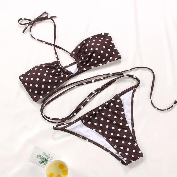 Women Bikini Set Solid Color Swimsuit Women Two Piece Swimsuit Swimwear Halter String Triangle Bikini Sets Women Hollow Out Bikinis String Swimwear Women Adjustable Bathing Suit