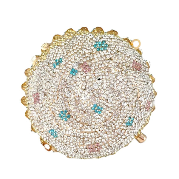 Women Blue Cupcake Evening Bag Crystal Clutch Purses Wedding Bridal Rhinestone Handbag Party Minaudiere Bag