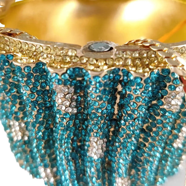 Women Blue Cupcake Evening Bag Crystal Clutch Purses Wedding Bridal Rhinestone Handbag Party Minaudiere Bag