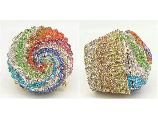 Women Blue Cupcake Evening Bag Crystal Clutch Purses Wedding Bridal Rhinestone Handbag Party Minaudiere Bag