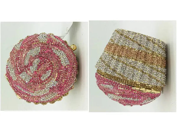 Women Blue Cupcake Evening Bag Crystal Clutch Purses Wedding Bridal Rhinestone Handbag Party Minaudiere Bag