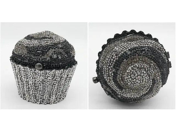 Women Blue Cupcake Evening Bag Crystal Clutch Purses Wedding Bridal Rhinestone Handbag Party Minaudiere Bag