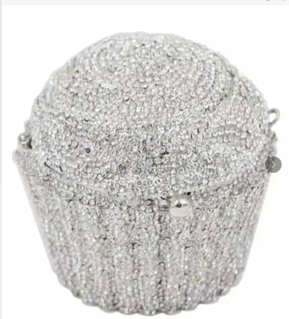Women Blue Cupcake Evening Bag Crystal Clutch Purses Wedding Bridal Rhinestone Handbag Party Minaudiere Bag