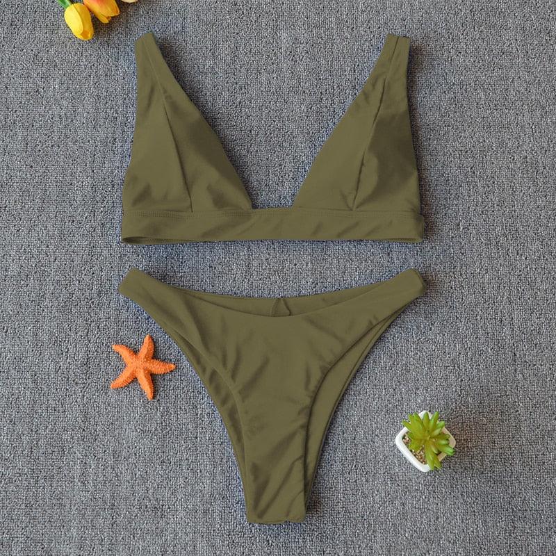 Women Charming Bikini Swimsuit Women Push Up Swimwear Two Piece Bikini Set Solid Color Bathing Suit Swim Suit Female Women Two Piece Bikini Swimsuit Halter Twist Front Bathing Suit Swimwear