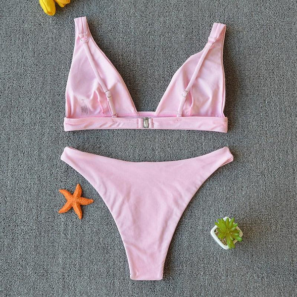 Women Charming Bikini Swimsuit Women Push Up Swimwear Two Piece Bikini Set Solid Color Bathing Suit Swim Suit Female Women Two Piece Bikini Swimsuit Halter Twist Front Bathing Suit Swimwear