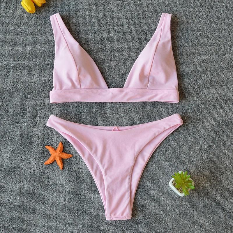 Women Charming Bikini Swimsuit Women Push Up Swimwear Two Piece Bikini Set Solid Color Bathing Suit Swim Suit Female Women Two Piece Bikini Swimsuit Halter Twist Front Bathing Suit Swimwear