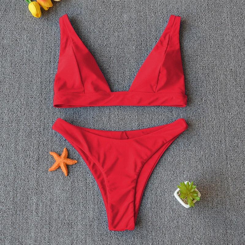 Women Charming Bikini Swimsuit Women Push Up Swimwear Two Piece Bikini Set Solid Color Bathing Suit Swim Suit Female Women Two Piece Bikini Swimsuit Halter Twist Front Bathing Suit Swimwear