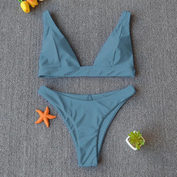 Women Charming Bikini Swimsuit Women Push Up Swimwear Two Piece Bikini Set Solid Color Bathing Suit Swim Suit Female Women Two Piece Bikini Swimsuit Halter Twist Front Bathing Suit Swimwear