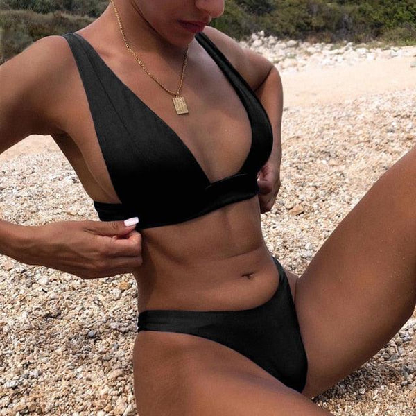Women Charming Bikini Swimsuit Women Push Up Swimwear Two Piece Bikini Set Solid Color Bathing Suit Swim Suit Female Women Two Piece Bikini Swimsuit Halter Twist Front Bathing Suit Swimwear