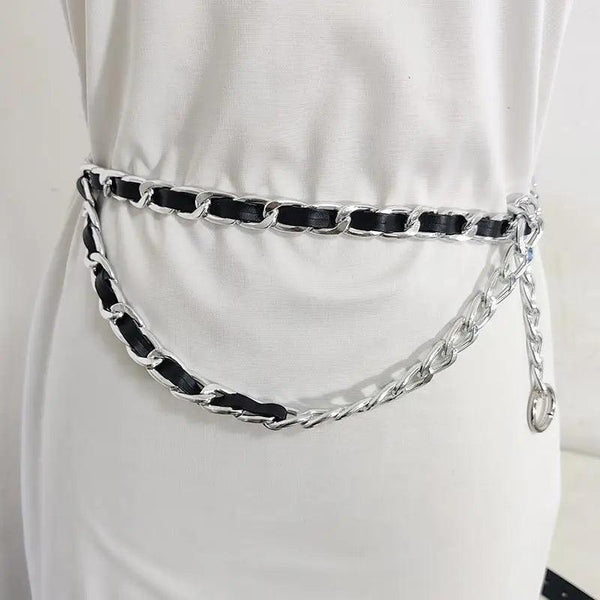 Women Elegant Elastic Stretch Wide Dress Belt  Big Chain Waistbands For Women Luxury Party Belts For Dresses