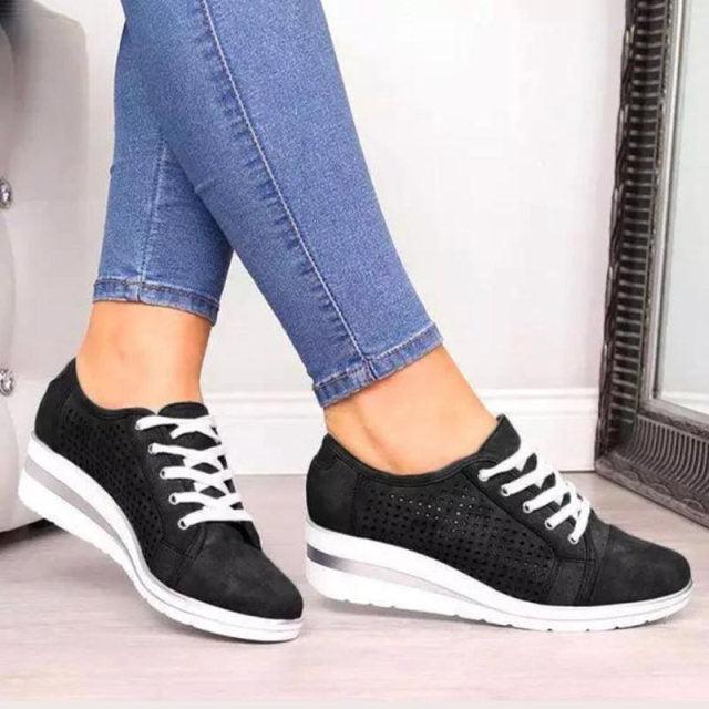 Women Fashion Breathable Platform Shoes Lightweight Non Slip Tennis High Fashion Comfy Fashion Breathable Girls Comfort Casual Lace Up Woman Walking Shoes