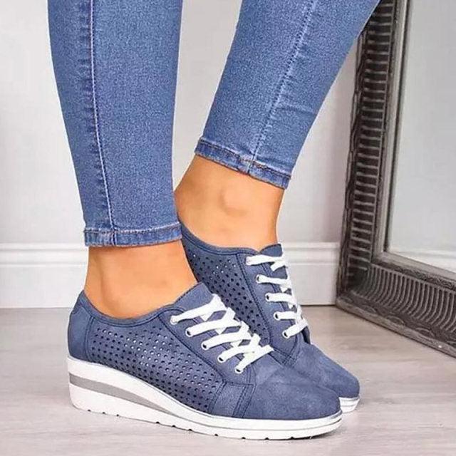 Women Fashion Breathable Platform Shoes Lightweight Non Slip Tennis High Fashion Comfy Fashion Breathable Girls Comfort Casual Lace Up Woman Walking Shoes