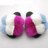 Women Fox Fur Slides Home Beautiful Flat Sandals Female Cute Fluffy House Woman Fur Fluffy Slippers Furry Slides Summer Sandals Open Toe Indoor Outdoor Comfortable Slides Sandals - Pink Bliss / 9