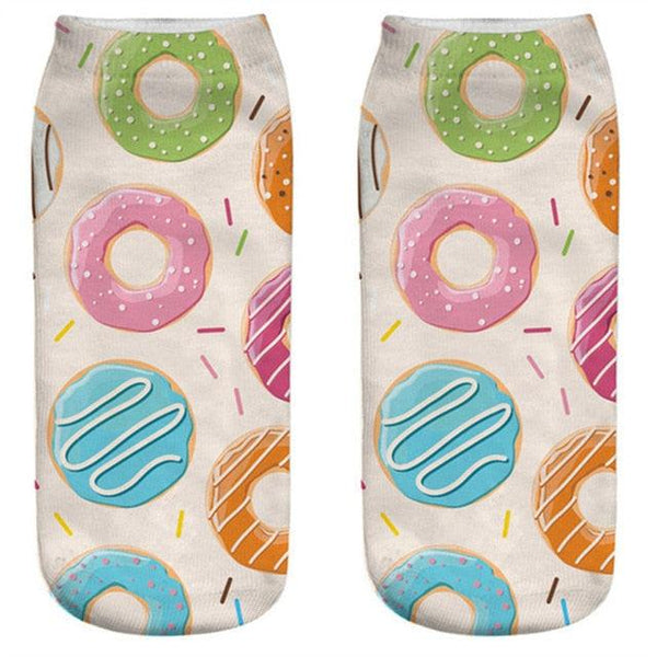 Women Funny Cute 3D Print Foods White Nutella Character Socks Unisex Happy Breathable Cotton Cartoon Donuts Biscuit Dessert Gift Socks For Men And Women