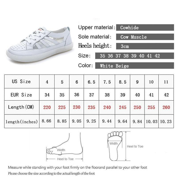 Women Genuine Leather Sneakers Summer White Lacing Flat Woman Casual mfortable Casual Everyday Walking Fashion Outdoor Sneakers