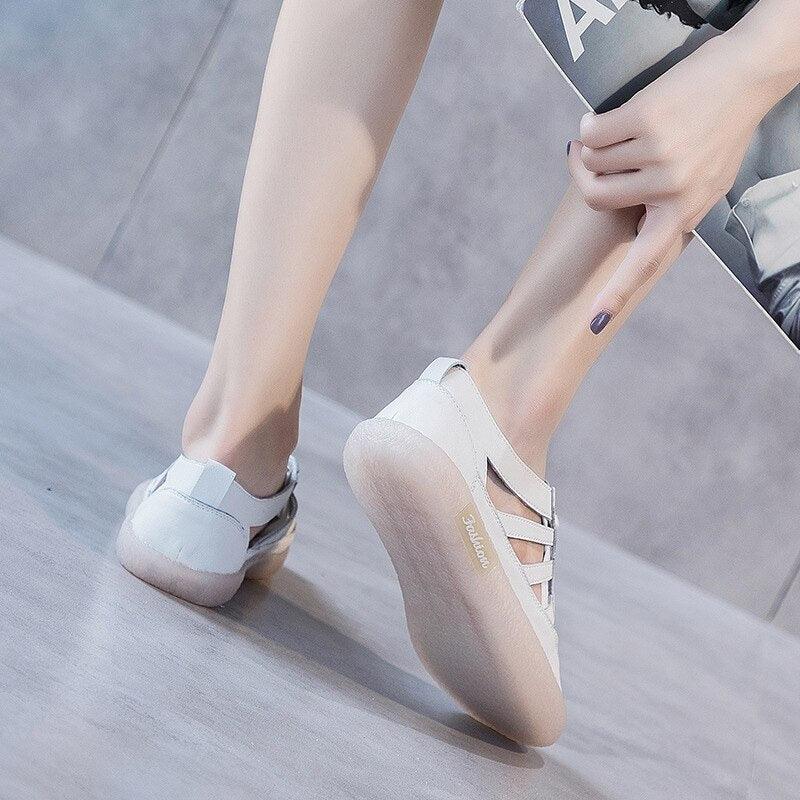 Women Genuine Leather Sneakers Summer White Lacing Flat Woman Casual mfortable Casual Everyday Walking Fashion Outdoor Sneakers