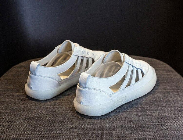 Women Genuine Leather Sneakers Summer White Lacing Flat Woman Casual mfortable Casual Everyday Walking Fashion Outdoor Sneakers